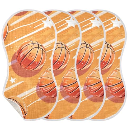 Baby Burp Cloths, Soft Absorbent Burping Cloths for Babies, Cotton Milk Spit Up Rags, Large Size for Newborns, Baby Boys and Girls (Basketballs and Stars)3