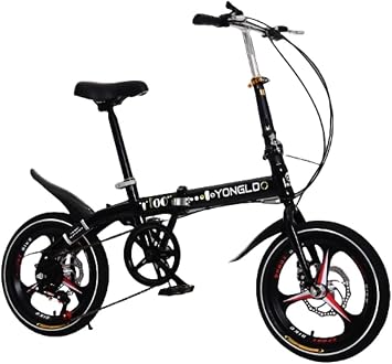 Folding Bicycle for Adult, 16 Inch Small Bicycle for Commuting, Foldable and Portable, No Installation Required, Lightweight, 1 Second Foldable, High Carbon Steel Double Disc Brake, Suitable