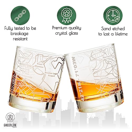 Greenline Goods Whiskey Glasses - 10 Oz Tumbler for Boston Lovers (Single Glass) - Etched with Boston Map - Old Fashioned Rocks Glass by Greenline Goods - Used condition - Image 3