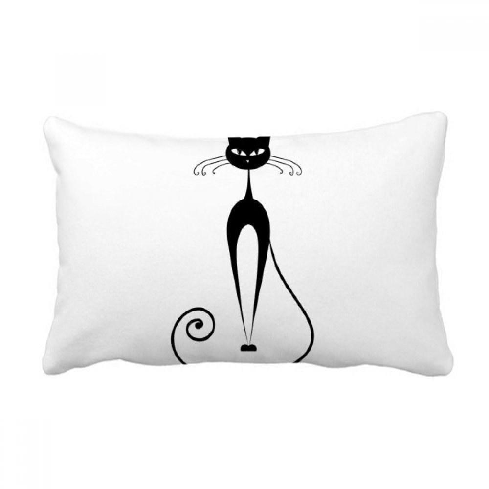 Coussin de chat noir silhouette 16x24 pouces pour déco de canapé