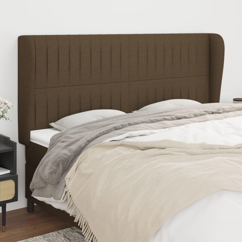 Reposacabezas oreja tela marrón oscuro 163x23x118/128 cm, altura ajustable, patas de madera, tela transpirable, excelente soporte de espalda para leer y ver televisión,