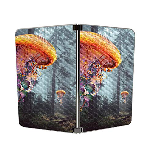 Image of MightySkins Carbon Fiber Skin for Microsoft Surface Duo - Electric Jellyfish | Protective, Durable Textured Carbon Fiber Finish | Easy to Apply | Made in The USA