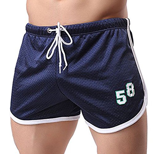 EVERWORTH Men's Fitted Workout Shorts Gym Bodybuilding Running Boxing Shorts Training Mesh Short Pants Navy L Tag XXL