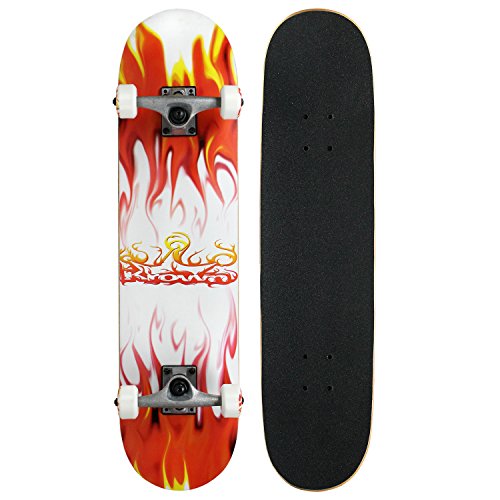 Krown Rookie Complete Skateboard,Red/White Flame
