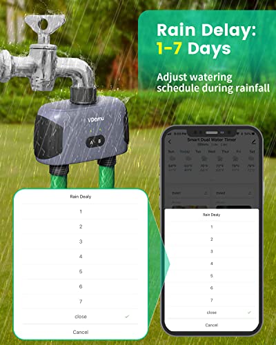 Vdamu Wifi Water Timer For Garden Hose - 2 Zone Hose Timers For Watering, Smart Sprinkler Timer System, Irrigation Timer Compatible With Alexa And Google，Programmable Waterer Program #TOP5