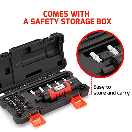 Image of Torque Screwdriver Wrench Set (10-65 In.lb ±1) with 29 S2 Alloy Bits & 5 Drive Sockets | 1 /4 inch Socket Adapter for Tools, Bike Repair, Mounting | Includes Portable Case