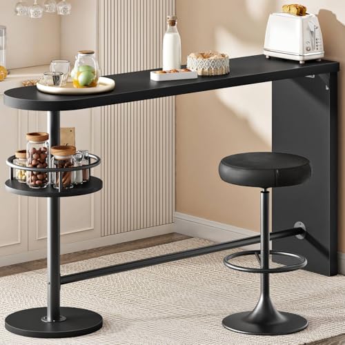 HOOBRO Bar Height Table, 2-Tier Kitchen Bar Table, Counter Height
