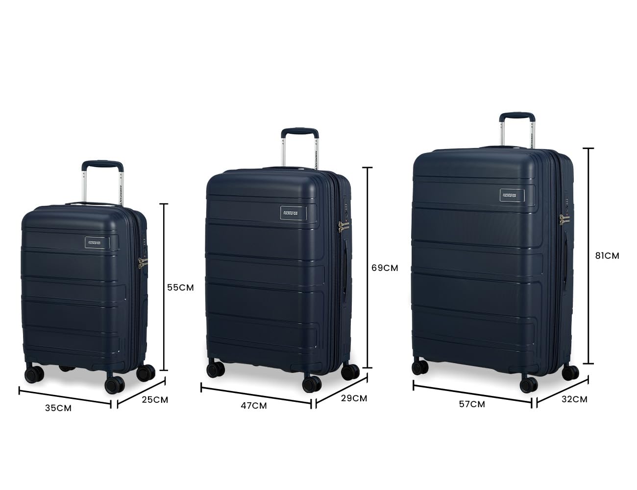 American Tourister Skymax - set valigia a 3 parti, blu (mezzanotte blu)