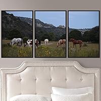 3 Piece Framed Canvas Wall Art Horsing Around Animals Farmhouse/Country Fun Horse Living Room - 16