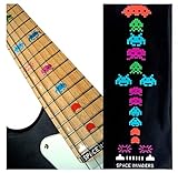 Fretboard Markers Inlay Sticker Decals for Guitar Bass - Space Invaders (Colored)