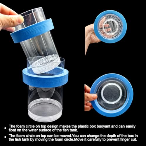 Image of Floating Fish Breeding Isolation Box for Aquarium Tank Plastic Mesh Hatchery Incubator Breeder Box for Baby Fish Betta Shrimp Clownfish Guppy (Blue, Large)