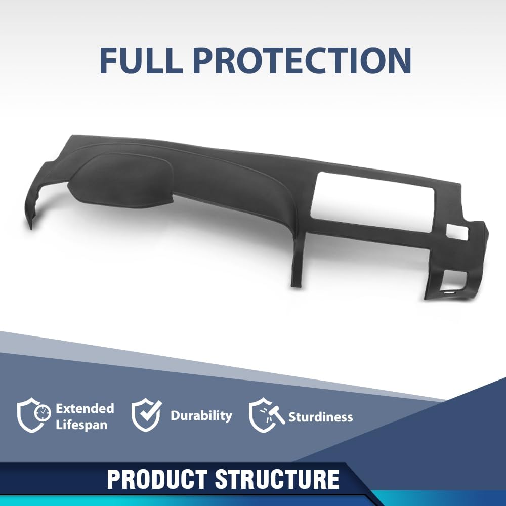 PIT66 TPE Dash Cover Dashboard Panel Compatible with Chevy Silverado/GMC Sierra 2007 2008 2009 2010 2011 2012 2013, Fit Dual Glovebox Style Dashes Bezel (Cover ONLY NOT A Replacement)