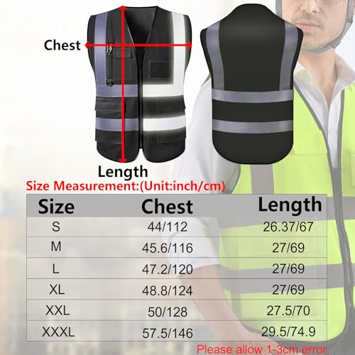 Akmxem Personalisierte Warnweste Aufdruck mit Text oder Logo und Mehreren Taschen Warnschutz Arbeitsweste Sicherheitsweste mit Bedruckbare