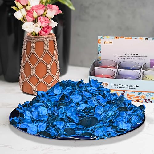 Image of Pure Source india Unscented Dried Flowers Leaves Potpourri Gift Bag for Home Decoration Room Office Bathroom Vase Fillers (50 GM Potpourri Bag Blue)