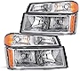 JSBOYAT Headlight Assembly w/ Bumper Lights 4pcs Fit for 04-12 Chevy Colorado / GMC Canyon, 06-08 Isuzu I-Series Headlamp Passenger & Driver Side, Chorme Housing with Amber Reflector