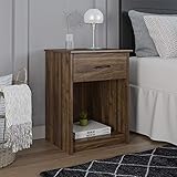 Mainstay Classic Nightstand with Drawer, Walnut