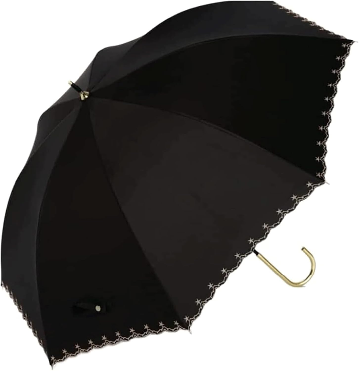 Star Embroidery Pattern Umbrella Large Umbrella with U-Shaped Handle Stick Umbrella for Rain and Sun Windproof Golf Umbrella