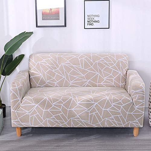 Funda Sofa 4 Plazas Geometría Gris Ajustables Elasticidad Fundas De Sofa con Reposabrazos,Universales, Moderna,Duradero,Confort Suavidad,Adecuado para Sala De Estar