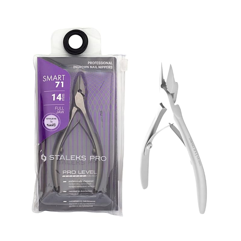 Natury Nails STALEKS PRO 14 mm Stainless Steel Nail Pliers for Precise Pedicures, Silver