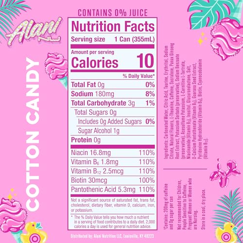 Alani Nu Cotton Candy Sugar Free Energy Drink (Pack of 12) - image 3