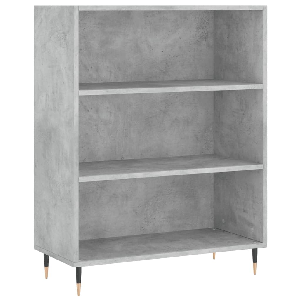 Homgoday Bibliothèque gris béton 69,5 x 32,5 x 90 cm en bois d'ingénierie, bibliothèque, étagère de rangement, étagère de présentation pour salon, maison, bureau, mobilier d'intérieur 681
