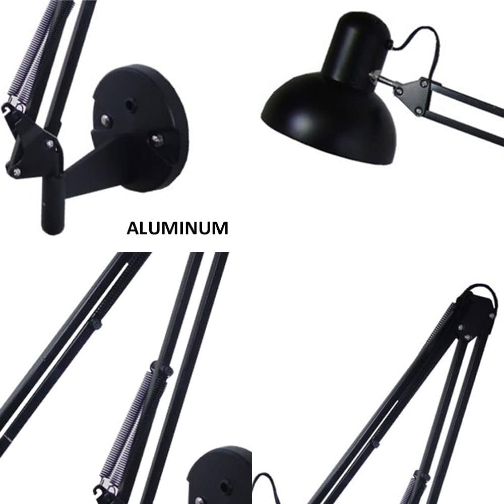 Applique murale industrielle noire à bras pivotant, applique murale réglable à bras long, lampe en aluminium à double bras pliable, éclairage mural d'architecte pour chambre à coucher, lecture, salon