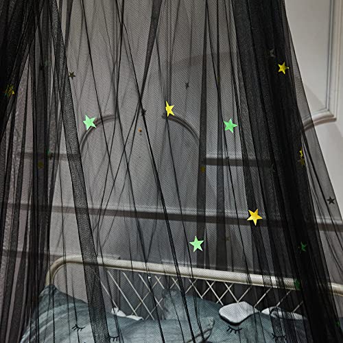 Mengersi Bed Canopy With Fluorescent Stars Glow For Adults Girls Kids,Bed Canopies Drapes Mosquito Net For Baby Crib,Boys,Boys Or Twin Full Queen Size Bed (Style-Black) #TOP5
