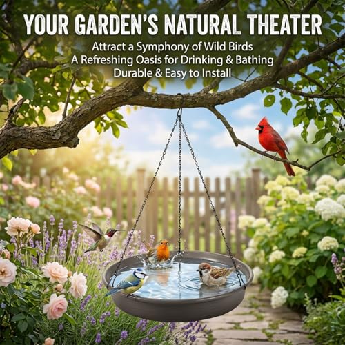 Image of CARGEN Hanging Bird Bath Bird Feeder - 11.8inch Water Feeder Tray Outdoor