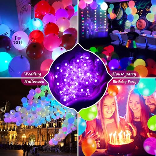 Image of 200pcs Balloon Lights Warm White Mini LED Lights Round Long Standby Time Multicolor Ball Lamps Paper Lantern for Easter Birthday Party Christmas Halloween Decoration Purple