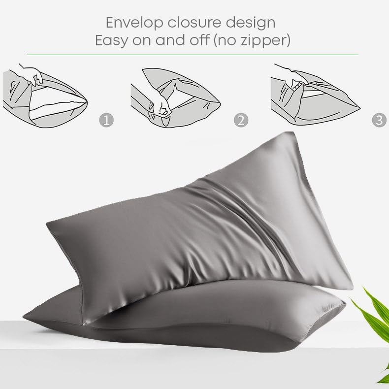 LINENWALAS Double Fitted Sheet with Pillowcases, 100% Organic Bamboo Silk Fitted Sheet, Up to 16 Inch (40 cm) Deep Pocket - Image 2