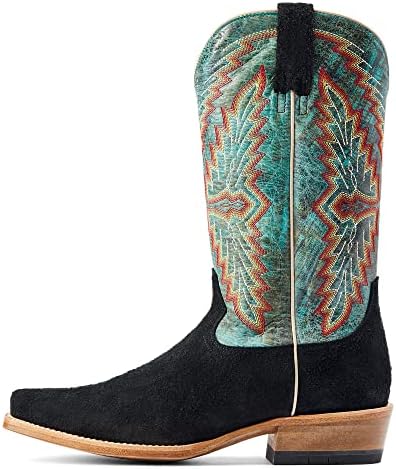 Ariat Mens Futurity Showman Western Boot Black Roughout/Roaring Turquoise 10.5 Wide | Image 1