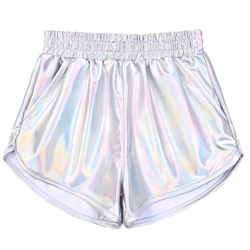 Mirawise Girls Metallic Shorts Shiny Hot Pants Sparkly Dance Outfits Short Pants