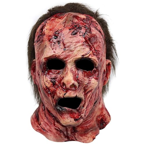Máscara assustadora máscara de látex realista com cicatrizes sangrentas 10 x 11 x 11,8 Halloween Horror Horror Twisted Face Mask, máscara de látex