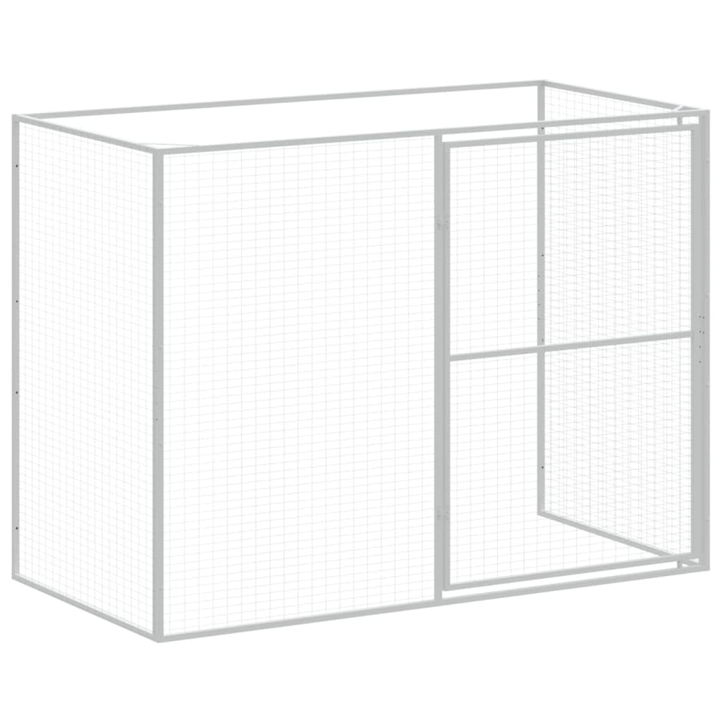 Caseta Perros con Corral Acero galvanizado Gris 214x253x181 cm, Refugio para Animales