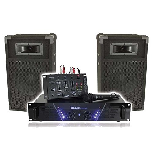 Pack Sono Complet Ibiza DJ300 480W + Table de mixage + 2 HP + Micro+ clé USB 32gigas