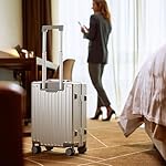 20 Inch All Aluminum Carry On Luggage 22x14x9 Airline Approved with Spinner Wheels,Hard Shell Zipperless Lightweight Small Suitcase with TSA Approved for Travel Business Women Men,Silver - Image 2