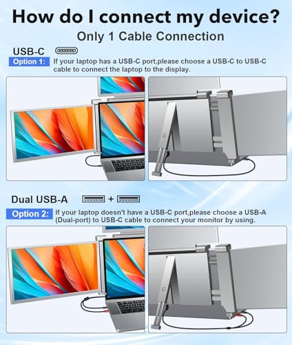 Image of YUTOO 4 Screen Laptop Monitor Extender | One USB-C Cable for M1 M2 M3 | 14 inch 1080P FHD IPS 4 Screen Monitor for Laptops 13.6~17.3 inch | Quad Screen Extender Display for MacBook /Windows /Switch /PS5