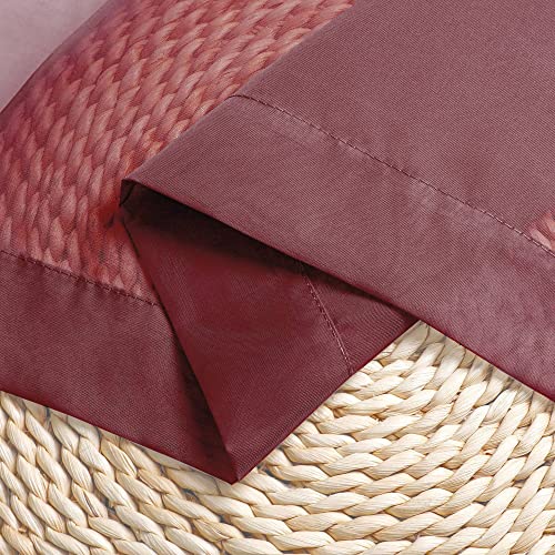 Image of OWENIE Sheer Curtains, Sheer Curtains 63 inch Length 2 Panels Set, Rod Pocket Voile Fimly Sheer Drapes for Living Room /Bedroom, 2pcs, Each 42 inch W x 63 inch L, Burgundy