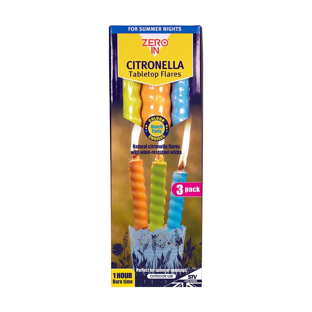 STV Zero In Table Top Citronella Flares - 3 Pack