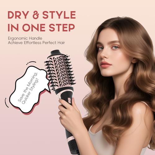 Image of Nycoba Hair Dryer Brush Set, Multifunctional Hot Air Brush for Salon Blowouts, Negative Ion Technology & Fast Drying, Shiny and Less Frizz, Rose Gold