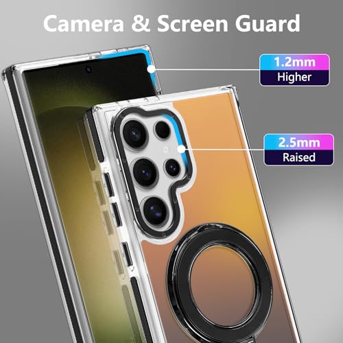 Image of Magnetic for Samsung Galaxy S23 Ultra Case with Stand [Compatible with Magsafe] [Cute Fluorescent Design] [1 Screen Protector] Slim Translucent Matte Case for Galaxy S23 Ultra 6.8 inch, Black