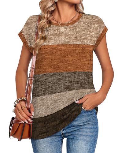 Image of Zeagoo Womens Tops Summer Casual Cap Sleeve Tshirts Shirts Business Dressy Spring Fashion Outfits Trendy Clothes