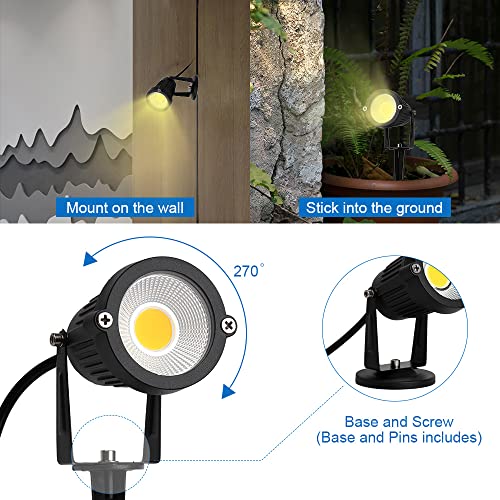 Eaglod 5W Led Spotlight Lamp, Indoor Spot Lights For Plants Uplights Accent Lighting,120V Landscape Lights Warm White Up Light 6Ft Cord With Us 3 Prong (2 Pack Base And Stake Included) #TOP3