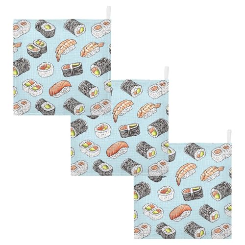 vvfelixl Baby Muslin Washcloths Yummy Sushi Baby Burp Cloths Cotton Babys Face Towel for Newborn Infants Boys Girls Soft and Absorbent 11.8 X 11.8 in, 3 Pack2