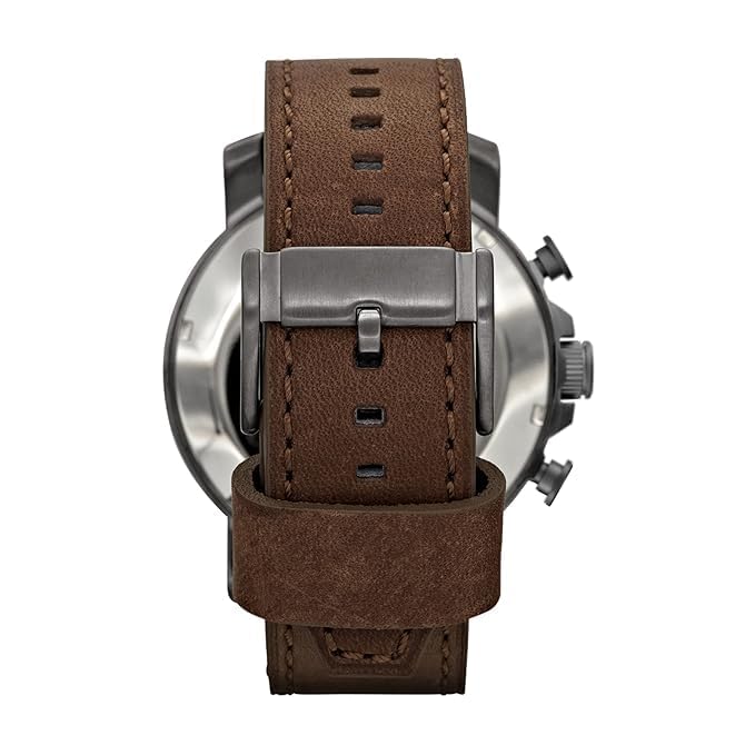 Image of Fossil Nate Chronograph Grey Dial Brown Leather Men's Watch JR1424