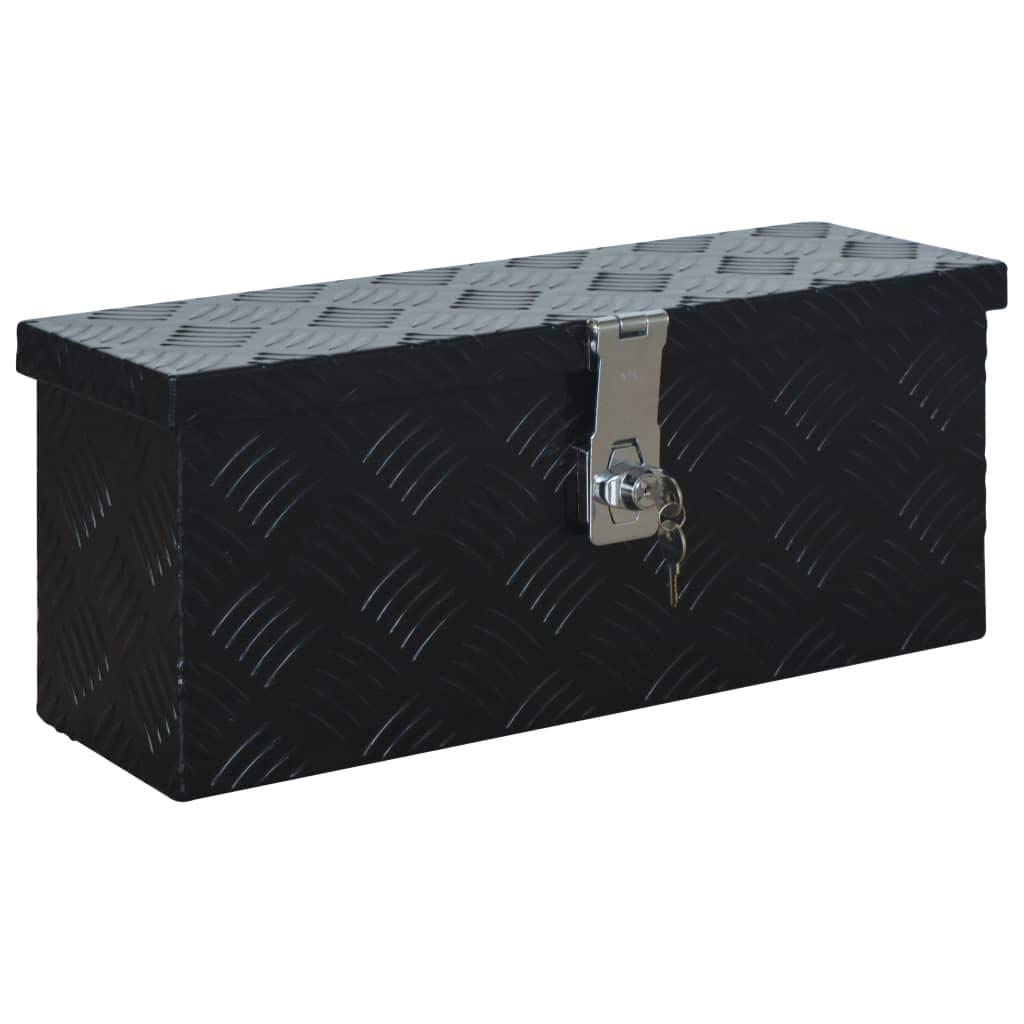 vidaXL Aluminiumkiste Transportkiste Transportbox Werkzeugkiste Werkzeugbox Deichselbox Alubox Alukoffer Lagerbox 485x140x200 mm Schwarz Aluminium