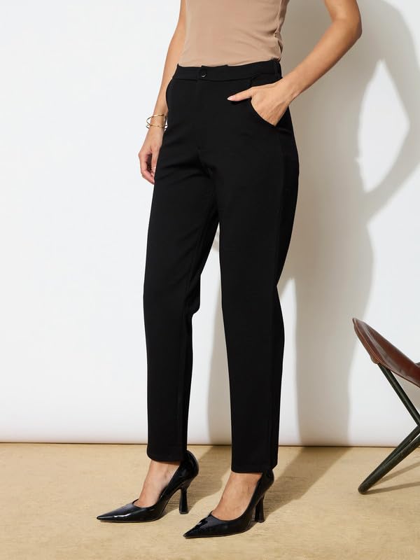 Image of Black 4-Way Stretch Tapered Pants