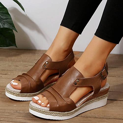 Yanzhenglip Sandals for Women Casual Summer, Women's Sandals Straps Wedge Buckle Summer Beach Sandals Shoes, Comfort Walking Shoes Bohemian Rhinestone Gladiator Open Toe Sandals Comfy2
