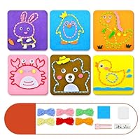 suction 6PCS Kids Sewing Kit, Sewing Kit for Kids, Include 6 Colorful Animal Lacing Toys with 6 Threads 6 Needles 4 Foam Sheets 1 Toy Eye, Early Learning Fine Motor Skill Activity for Toddler