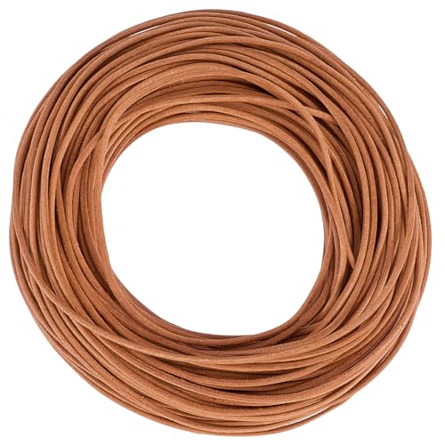 CALFOVERA Hilo Trenzado Redondo de 1.5mm Y 25 m de Cuero Genuino para Collares, Pulseras, Cordones de Cuero de Vaca, para Bisutería, Manualidades, Envolturas Y Abalorios (Perú).